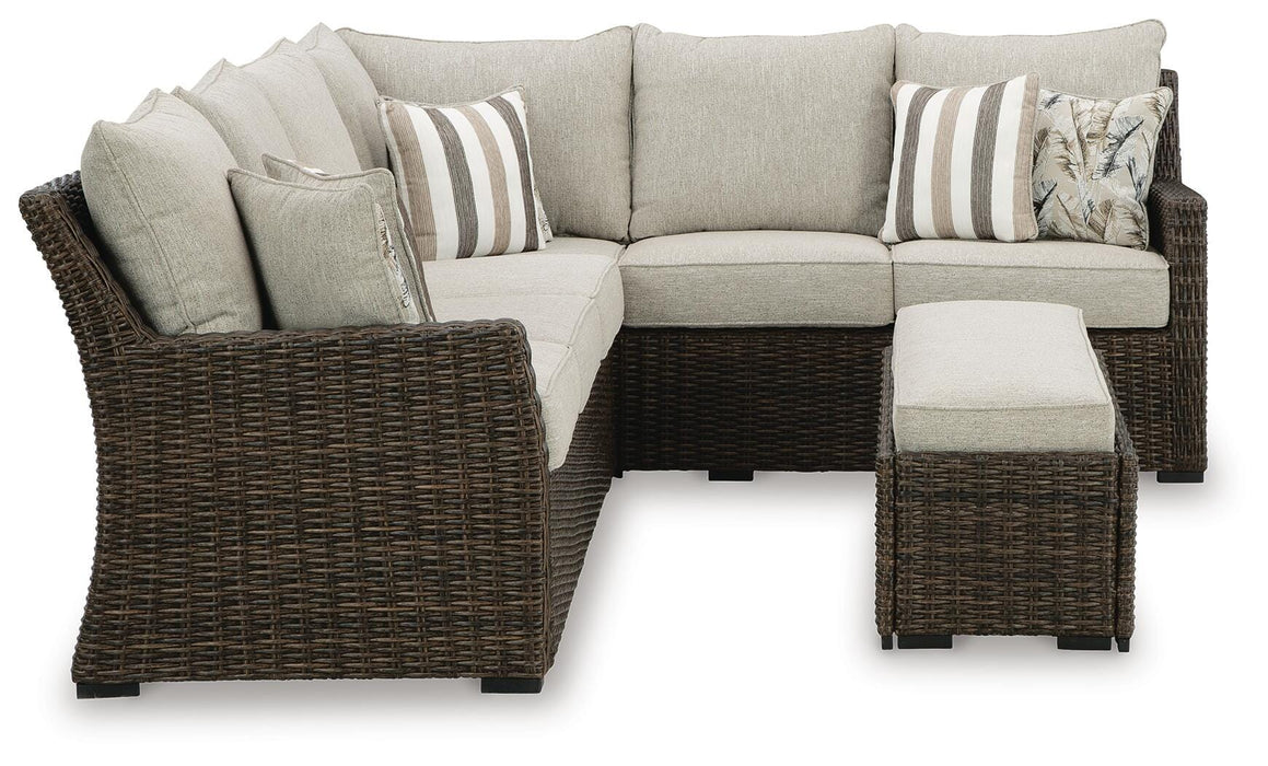 Brook Ranch Outdoor Sofa Sectional/Bench with Cushion (Set of 3) - Furniture Source (IA) 