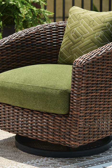 Horizon Hall Outdoor Swivel Lounge Chair with Cushion - Furniture Source (IA) 