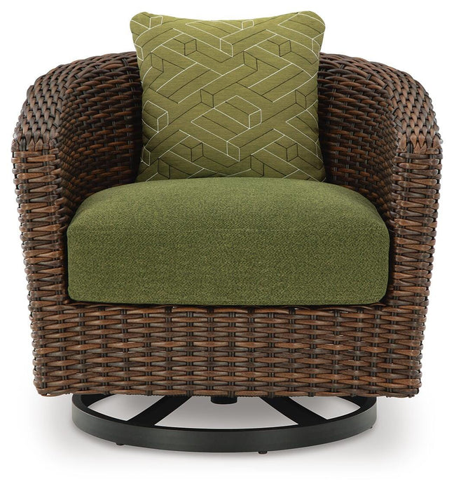 Horizon Hall Outdoor Swivel Lounge Chair with Cushion - Furniture Source (IA) 