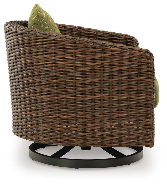 Horizon Hall Outdoor Swivel Lounge Chair with Cushion - Furniture Source (IA) 