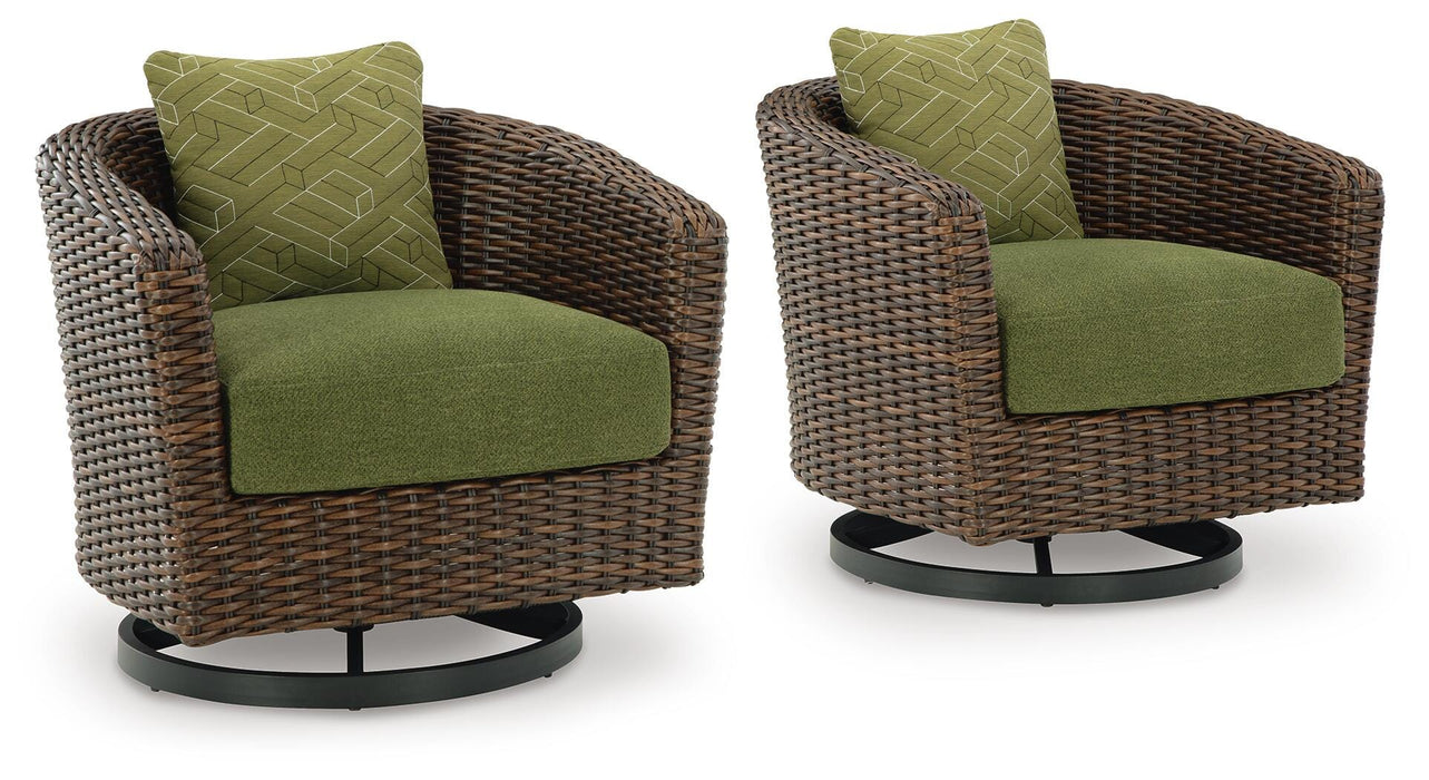 Horizon Hall Outdoor Swivel Lounge Chair with Cushion - Furniture Source (IA) 