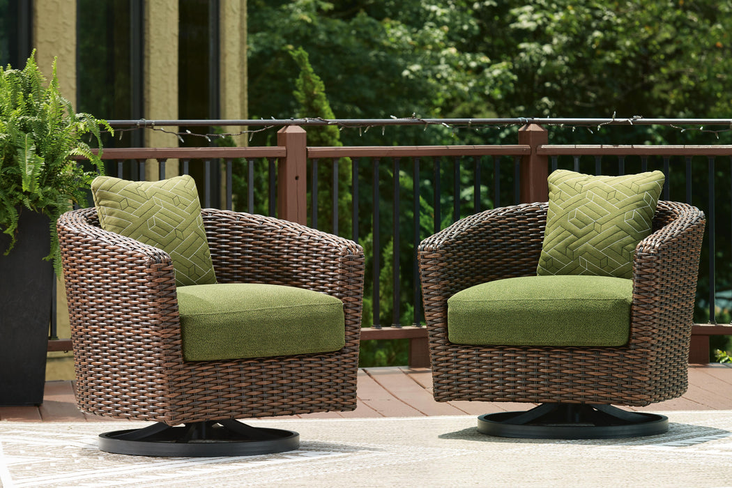 Horizon Hall Outdoor Swivel Lounge Chair with Cushion - Furniture Source (IA) 