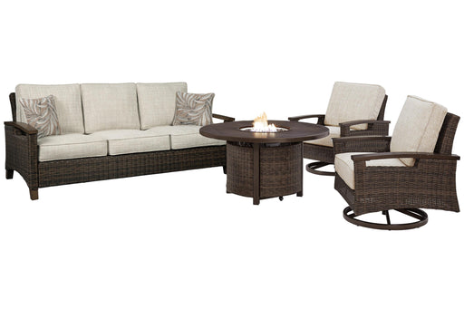 Paradise Trail Outdoor Sofa, Lounge Chairs and Fire Pit Table - Furniture Source (IA) 