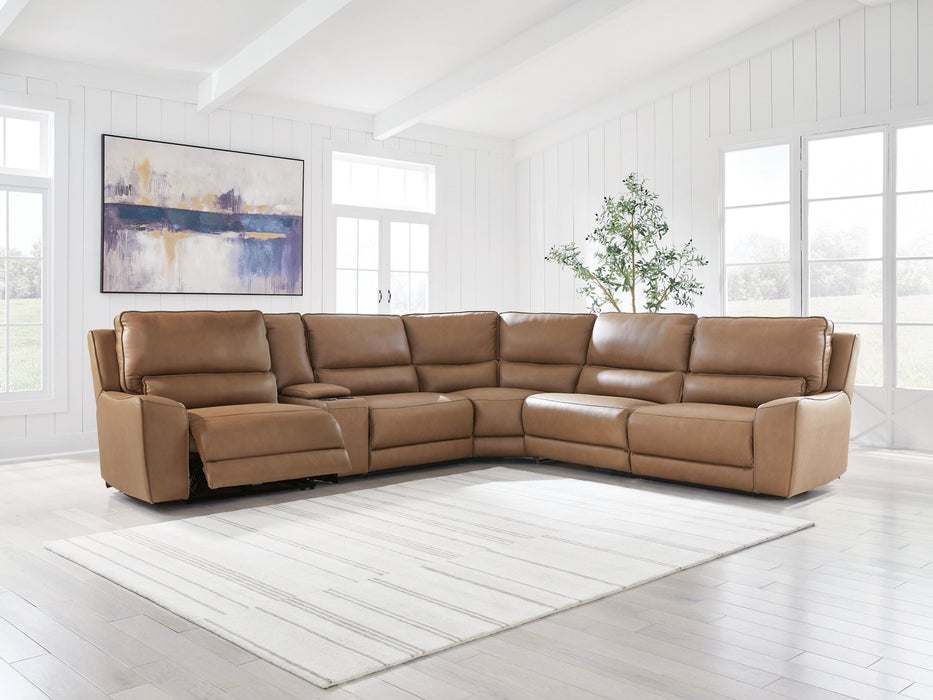 DeepWakes Reclining Sectional with Storage Console - Furniture Source (IA) 