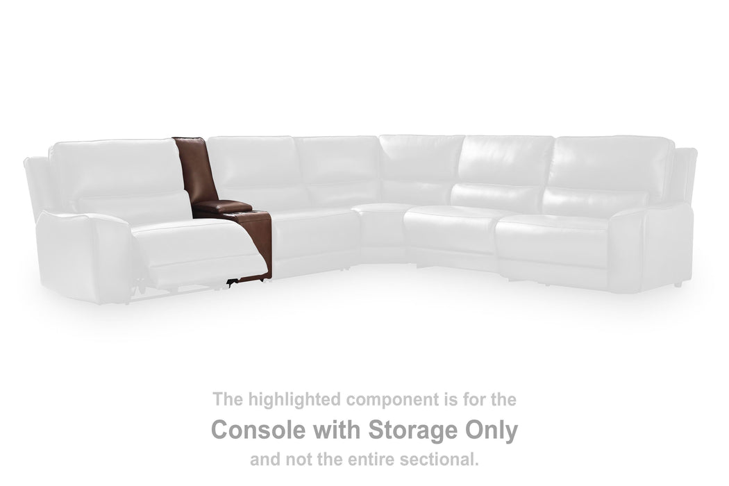 DeepWakes Reclining Sectional with Storage Console - Furniture Source (IA) 