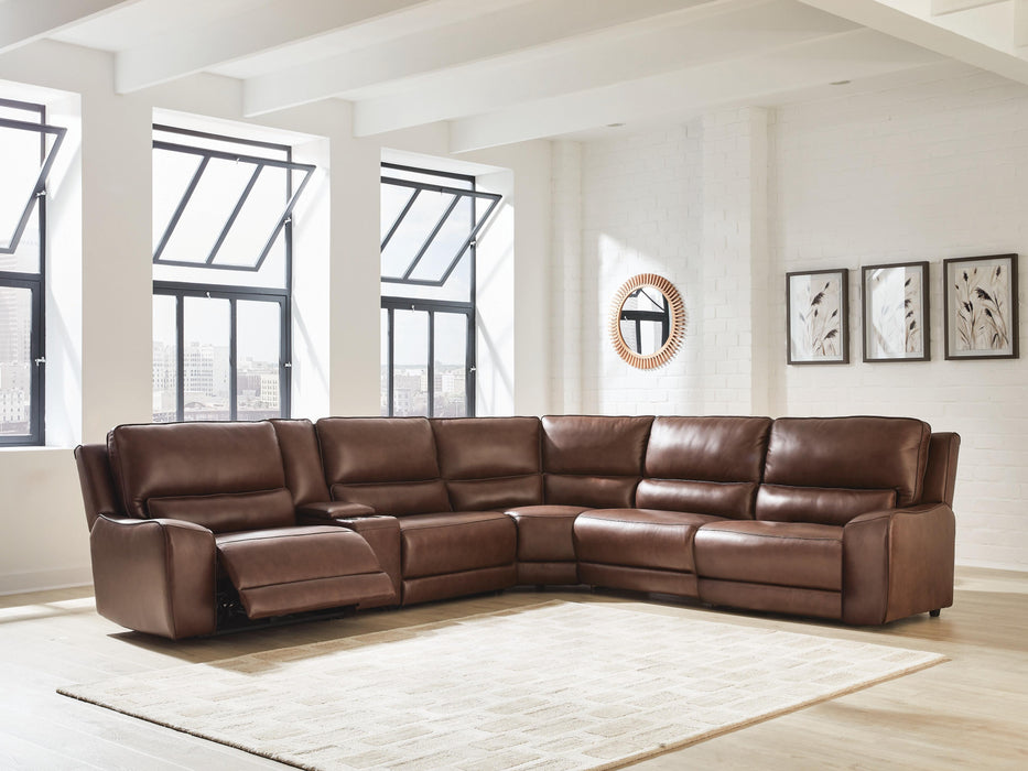 DeepWakes Reclining Sectional with Storage Console - Furniture Source (IA) 
