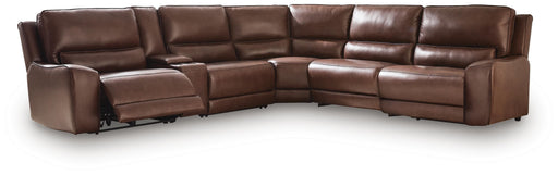 DeepWakes Reclining Sectional with Storage Console - Furniture Source (IA) 