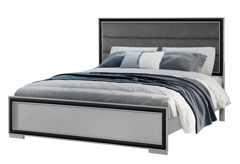 Amelia - Full Bed With LED - Gray / Black