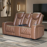 Dorian - Reclining Leather Loveseat With Power Headrest, Footrest And Cooler - Brown - Furniture Source (IA) 