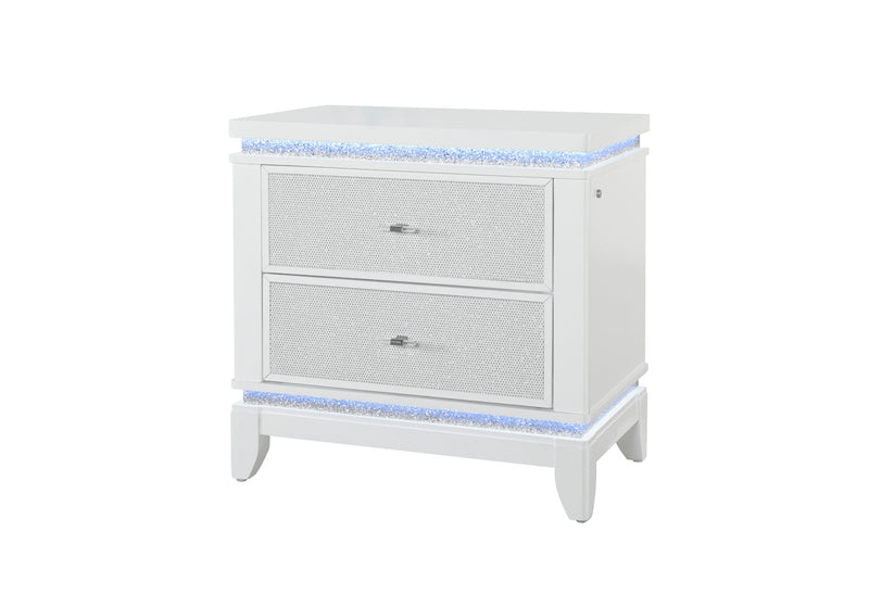 Alina - 5 Piece Full Bedroom Set With LED, Cooler, Speaker And USB - White