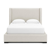 Brozmont - Queen Upholstered Storage Bed - Oatmeal - Furniture Source (IA) 