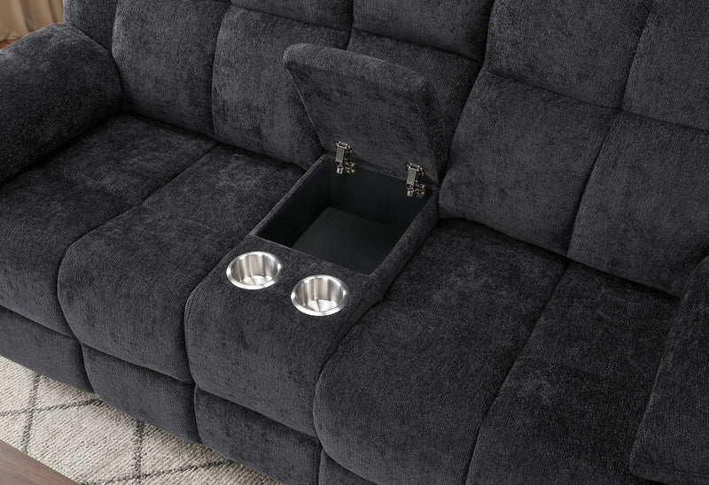 U6000 - Console Reclining Loveseat - Black