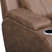Carrow - Sofa With Power Headrest & Footrest, Stereo, Massage - Brown - Furniture Source (IA) 