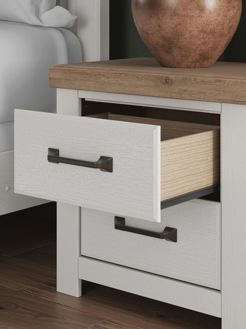 Savonport - Two Drawer Night Stand - White / Brown