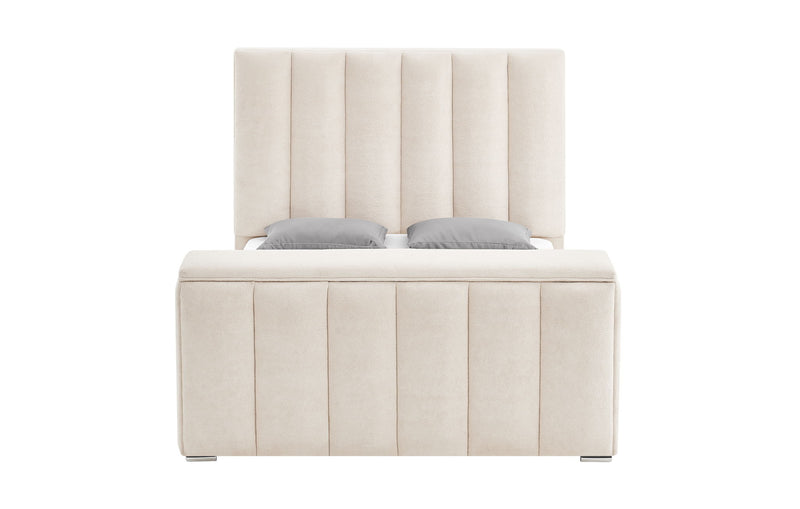 Serenity - King Bed With Speaker, TV Lift, Fireplace - Cream