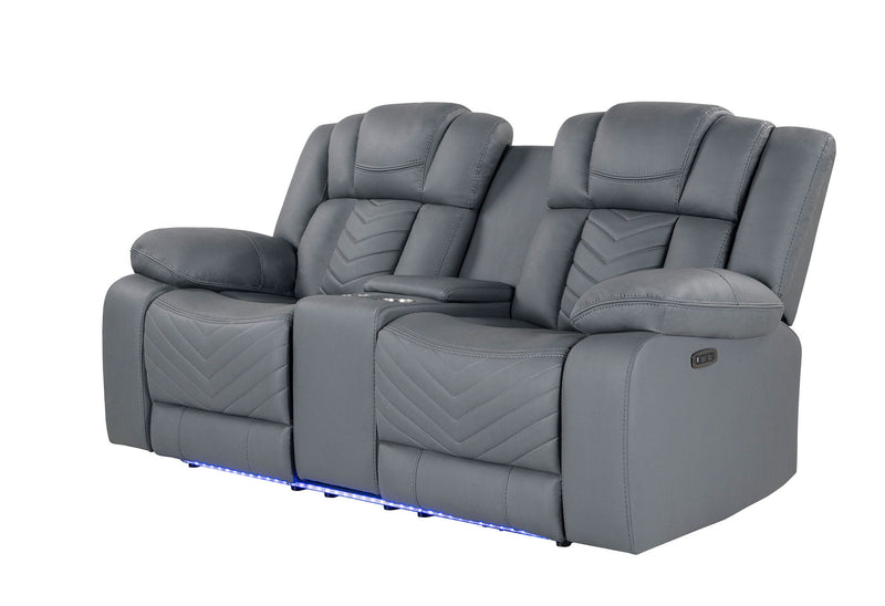 U7069 - Power Console Reclining Loveseat With LED And Immersive Sound - Gray