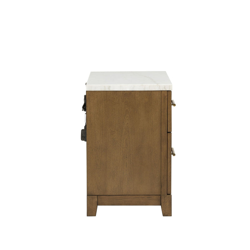 Devonshire - Nightstand With Marble Top And USB Port - Cognac - Furniture Source (IA) 