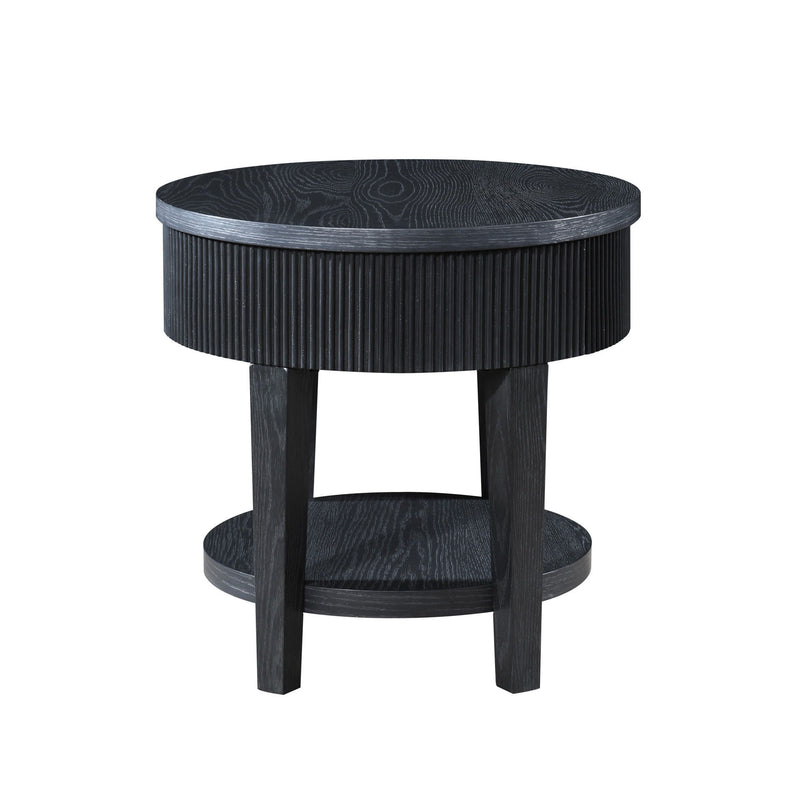 Tate - Round One Drawer End Table - Black