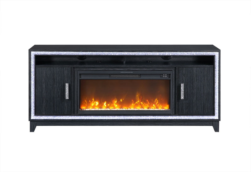 Lily - 72" Entertainment Unit With LED, Speakers, Crystal Inserts - Dark Gray