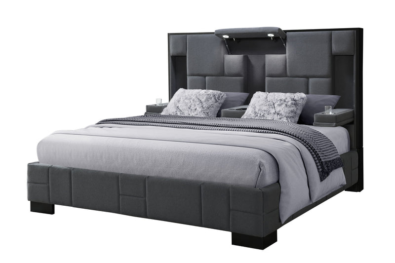 Oscar - King Bed Without Wood Trim - Dark Gray