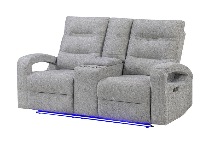 U6611 - Power Console Reclining Loveseat With LED - Dark Gray