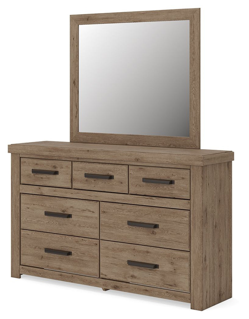 Oliandon - 3 Pc. - Queen Panel Bed, Dresser And Mirror - Light Brown