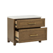Devonshire - Nightstand With Marble Top And USB Port - Cognac - Furniture Source (IA) 