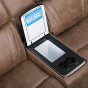Carrow - Loveseat With Power Headrest, Footrest & Cooler, Massage, Stereo - Brown - Furniture Source (IA) 