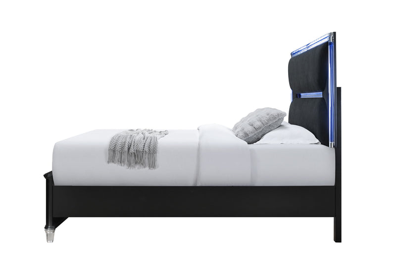 Lando - Queen Bed With Continuous LED - Black