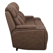 Carrow - Sofa With Power Headrest & Footrest, Stereo, Massage - Brown - Furniture Source (IA) 