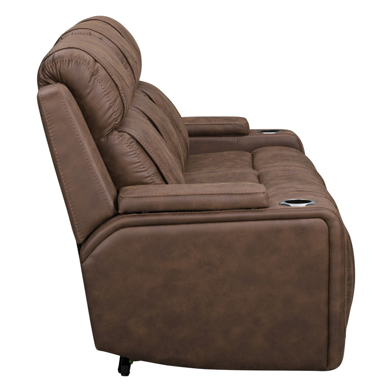 Carrow - Sofa With Power Headrest & Footrest, Stereo, Massage - Brown - Furniture Source (IA) 