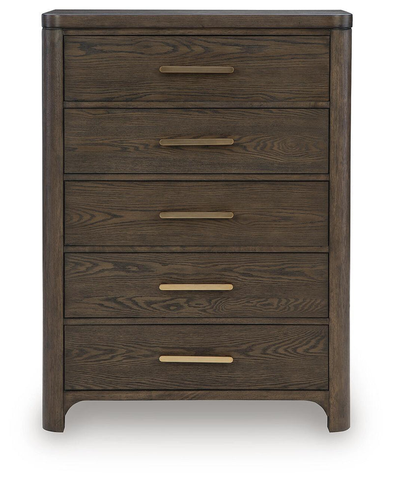 Radkin - Five Drawer Chest - Burnished Brown