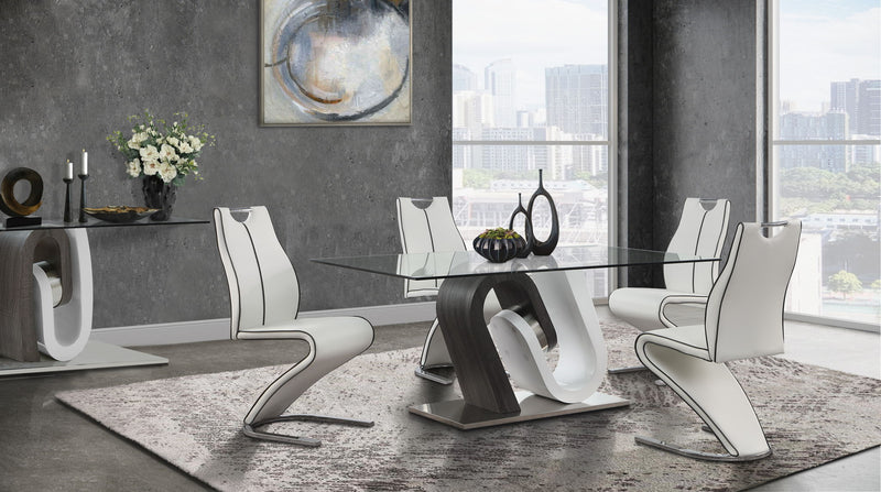 D4127 - Dining Table - Dark Gray / Silver