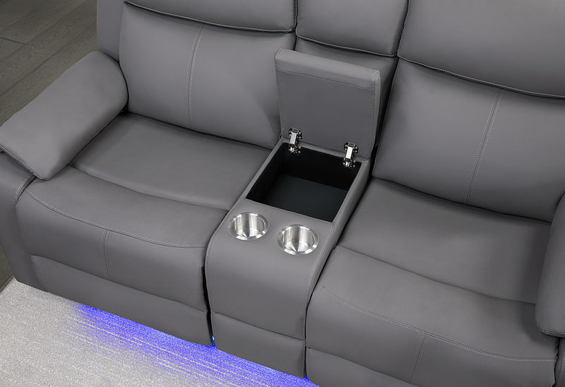 U6026 - 3 Piece Living Room Set (46A Reclining Sofa, Console Reclining Loveseat With Speaker) - Gray