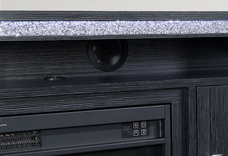 Lily - 72" Entertainment Unit With LED, Speakers, Crystal Inserts - Dark Gray