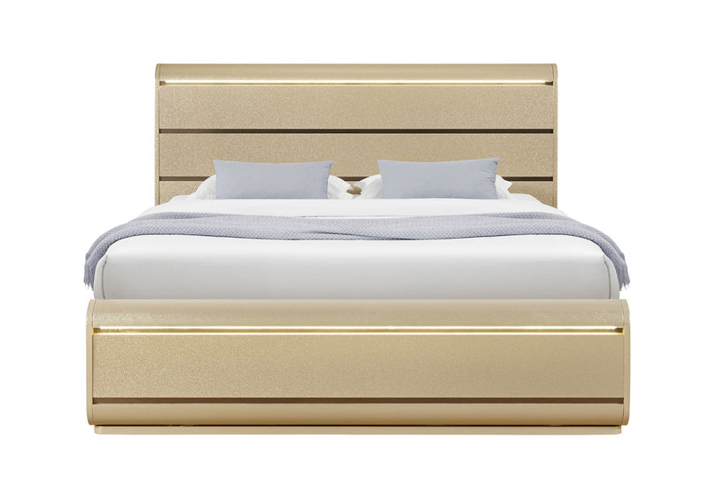 Genesis - 5 Piece Full Bedroom Set (Bed, Dresser & Mirror, Nightstand, Chest) - Gold