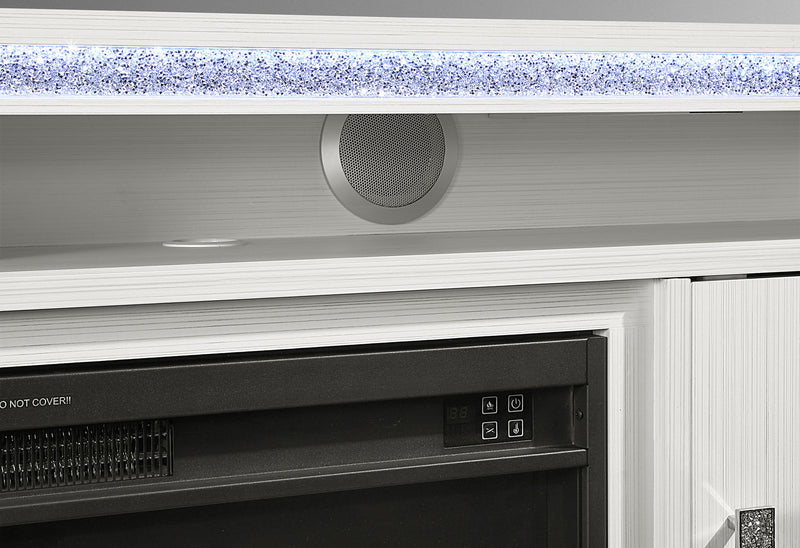 Lily - 72" Entertainment Unit With LED, Speakers, Crystal Inserts - White