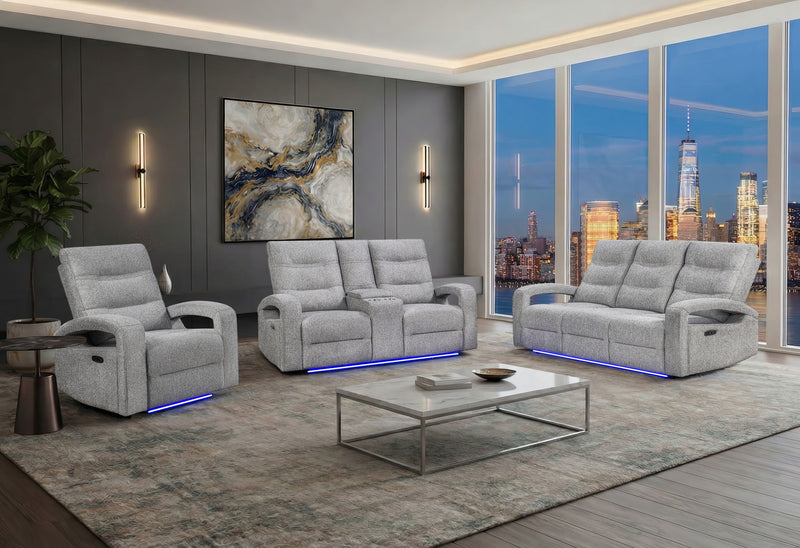 U6611 - 3 Piece Living Room Set (15 Power Reclining Sofa / Power Console Reclining Loveseat / Power Recliner) - Dark Gray