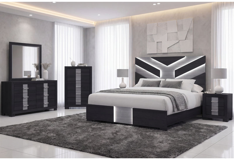 Optimus - 5 Piece Queen Bedroom Set - Black