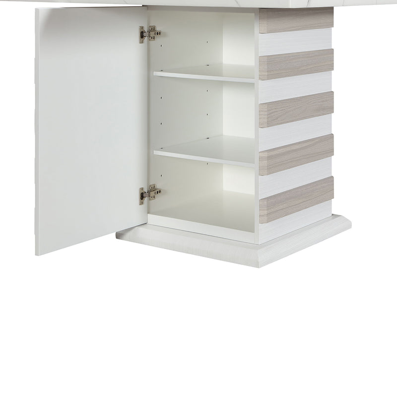 D2507 - 7 Piece Dining Room Set (Bar Table With Hidden Storage In The Base With 6 Bar Stools) - White