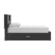 Stabotta - Queen Bookcase Bed With Storage Footboard And 2 Under Bed Storage Units - Black - Furniture Source (IA) 