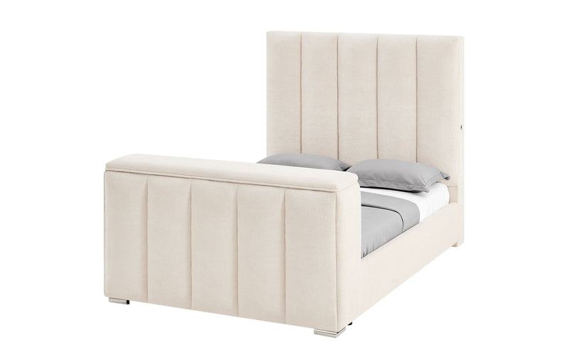 Serenity - Queen Bed With Speaker, TV Lift, Fireplace - Cream