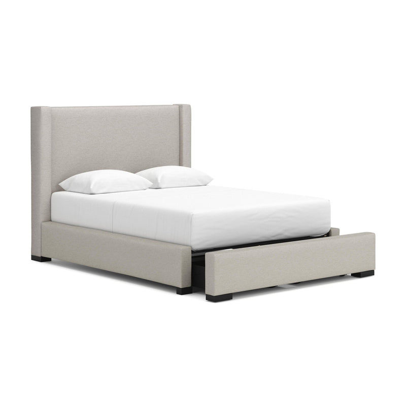 Brozmont - Queen Upholstered Storage Bed - Oatmeal - Furniture Source (IA) 