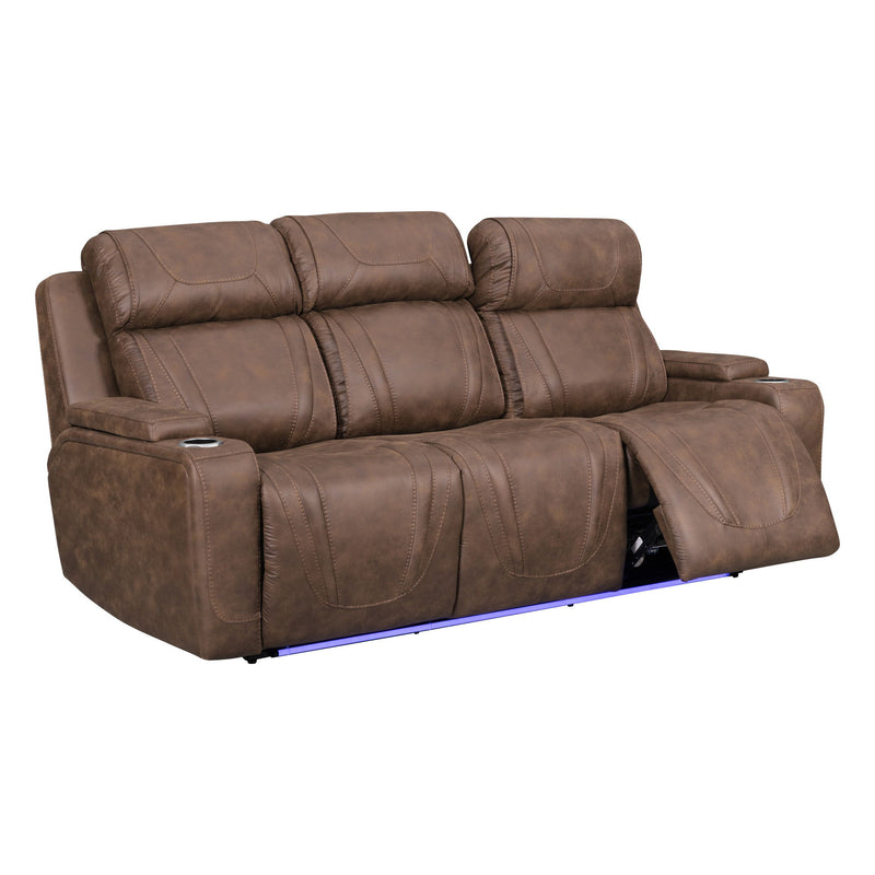 Carrow - Sofa With Power Headrest & Footrest, Stereo, Massage - Brown - Furniture Source (IA) 