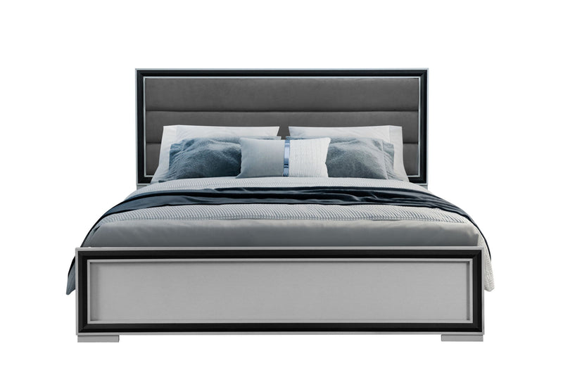 Amelia - 5 Piece Full Bedroom Set With LED, Cooler And Speaker - Black / Gray