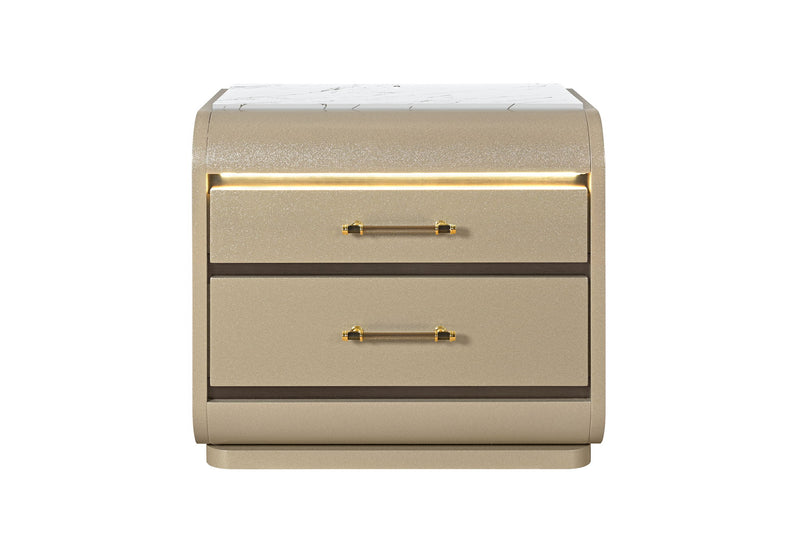 Genesis - Nightstand With LED - Gold