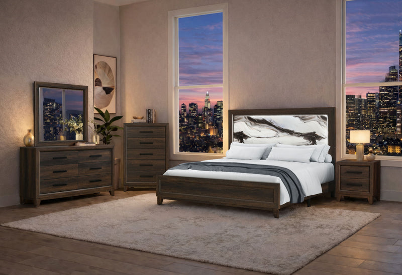 Harmony - 5 Piece Queen Bedroom Set (Bed, Dresser & Mirror, Nightstand, Chest) - Dark Brown