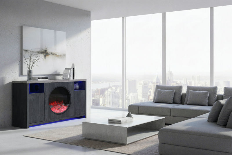 Nyla - 60" Entertainment Unit With Speakers And LED - Dark Gray / Light Gray