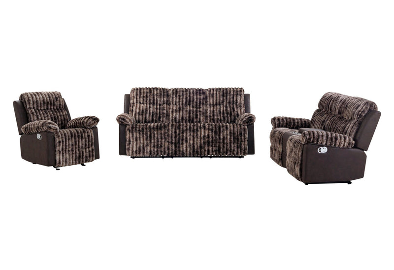 U6028 - 3 Piece Living Room Set (Reclining Sofa / Console Reclining Loveseat / Glider Recliner) - Brown