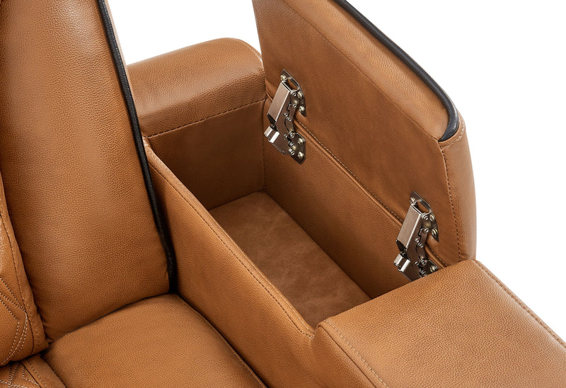 U8611 - Sectional With Power Headrest, Continuous LED And Speaker - Brown